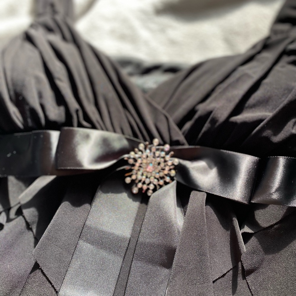 Black Ruffled Cocktail Dress - Picture 2 of 4